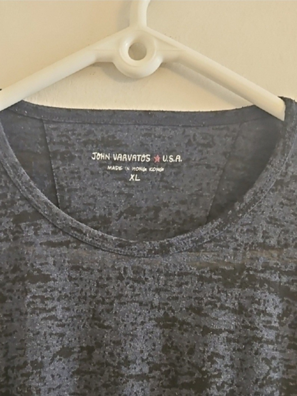 John Varvatos Navy Heathered Crew Neck Tee